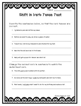 Shifting Verb Tenses Worksheets Teaching Resources Tpt