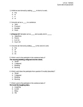 Preview of L8.1a - Verbals Exam