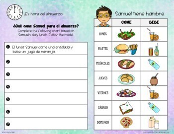 LA COMIDA: ALMUERZO - Spanish Food: Lunch Activity Pack