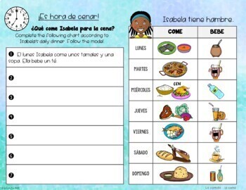 LA COMIDA: CENA - Spanish Food: Dinner Activity Pack by Senorita Profe