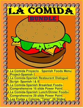 Preview of LA COMIDA- UNIDAD- SPANISH FOOD BUNDLE-Distance Learning Option