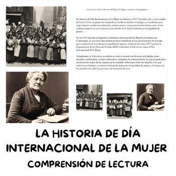 Preview of LA HISTORIA DEL DÍA DE LA MUJER. 8 DE MARZO. COMPRENSIÓN LECTORA. women's day.