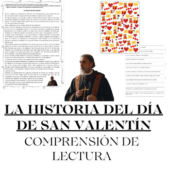 Preview of LA HISTORIA DEL DÍA DE SAN VALENTÍN.Comprensión lectora. Valentine's Day Spanish