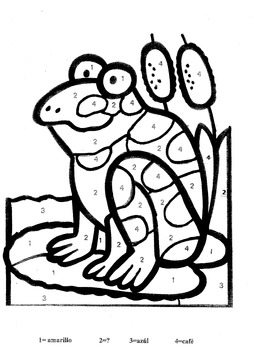 Preview of LA RANA -Color by Number in Spanish-Coqui-Frogs- Earth Day