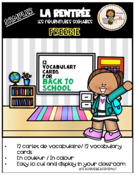 Preview of Free French Back to school Supplies | La rentrée : Vocabulary Cards