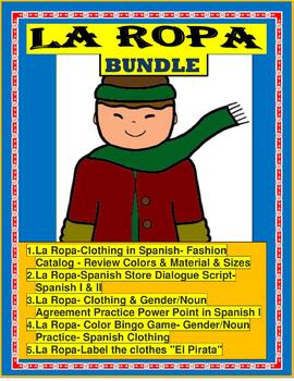Preview of LA ROPA- SPANISH CLOTHING BUNDLE-BACK TO SCHOOL-Distance Learning 