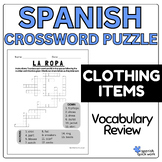 LA ROPA Spanish Crossword Puzzle Vocabulary Review (Clothing)