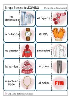 LA ROPA (clothes) DOMINO - fun Spanish vocabulary game