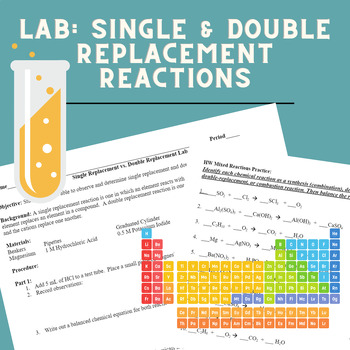 Preview of LAB Chemistry - Single Replacement VS Double Replacement with Practice Problems