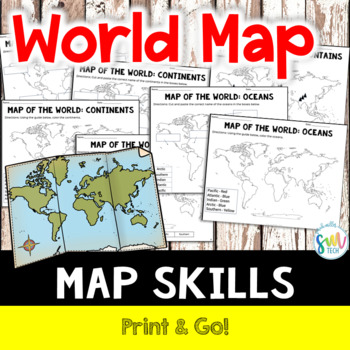 Preview of LABEL MAP OF THE WORLD: Continents, Oceans, Mountain Ranges! NO PREP!