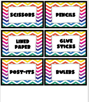 Preview of LABELS {EDITABLE} - Rainbow Chevron Template for supplies, name cards, etc.