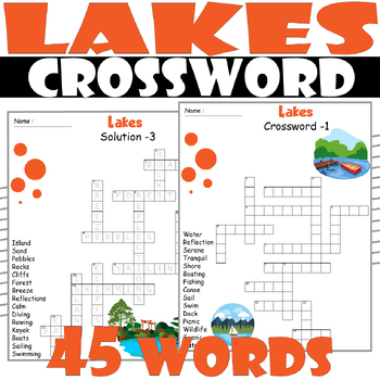 LAKES Crossword Puzzle All About LAKES Crossword Activities TPT