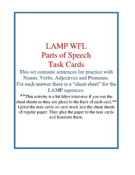 Preview of LAMP Parts of Speech Task Cards -- WFL -- AAC Device
