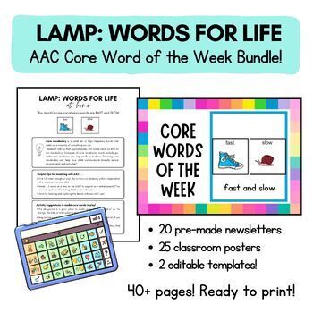 Preview of LAMP: Words for Life - AAC - Core Vocabulary Word of the Week Bundle!!