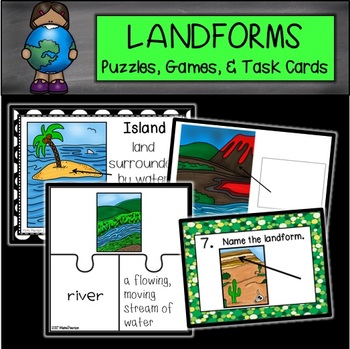 Preview of LANDFORMS  Posters, Games, Task Cards and Puzzles