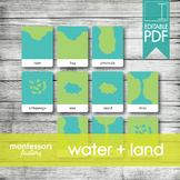 LAND and WATER • Montessori Cards • Flash Cards • Three Pa
