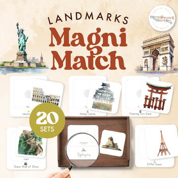 Preview of LANDMARKS Magnifying Matching Game | Montessori Inspired Activity