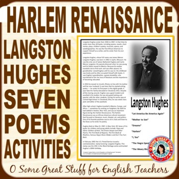 Preview of Langston Hughes Poetry Lesson - Seven Poems and Activities