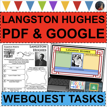 Preview of LANGSTON HUGHES Poet WebQuest Research Poetry Biography (PDF & DIGITAL)