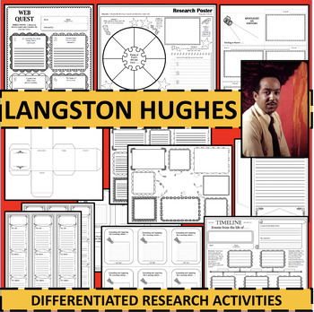 Preview of LANGSTON HUGHES Research Project Timeline Notes Poem Biography Graphic Organizer