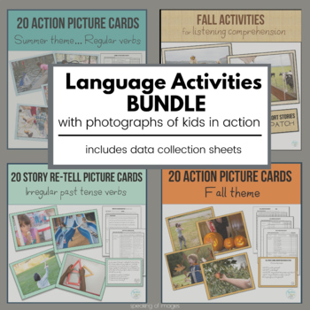 Preview of LANGUAGE ACTIVITIES BUNDLE real life photos verb tense comprehension inference