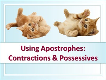 Preview of ELA POSSESSIVE NOUNS & CONTRACTIONS Apostrophes PowerPoint PPT