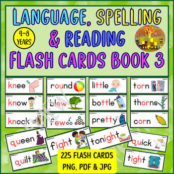 Preview of LANGUAGE, SPELLING & READING FLASH CARDS BOOK 3