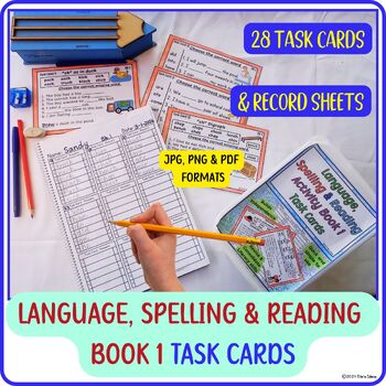 Preview of LANGUAGE, SPELLING & READING TASK CARDS SET 1 FOR YOUNG CHILDREN