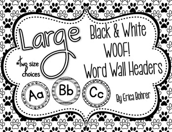 Word Wall Headers: Black and White Brights