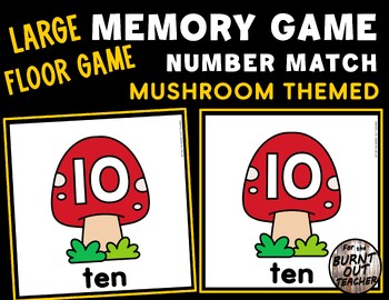 LARGE FLOOR GAME MEMORY NUMBER MATCH MATCHING NUMBERS FALL AUTUMN MUSHROOMS