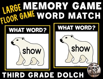 Preview of LARGE FLOOR MEMORY MATCH GAME 3rd THIRD GRADE DOLCH SIGHT WORDS WORD MATCHING