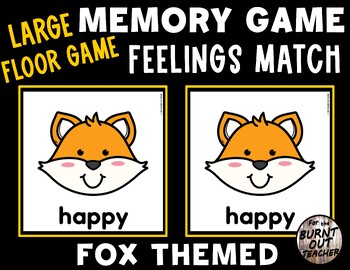 Preview of LARGE FLOOR MEMORY MATCH GAME FEELINGS EMOTIONS SEL SOCIAL EMOTIONAL FOX FOREST