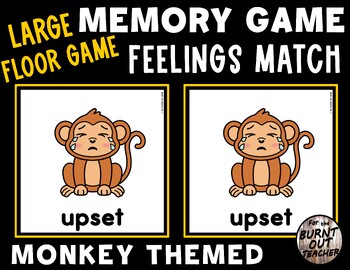 Preview of LARGE FLOOR MEMORY MATCH GAME FEELINGS EMOTIONS SEL SOCIAL EMOTIONAL MONKEYS