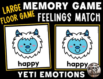 Preview of LARGE FLOOR MEMORY MATCH GAME FEELINGS EMOTIONS SEL SOCIAL EMOTIONAL WINTER YETI