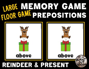 Preview of LARGE FLOOR MEMORY MATCHING PREPOSITIONS POSITIONAL WORDS GAME CHRISTMAS DEER