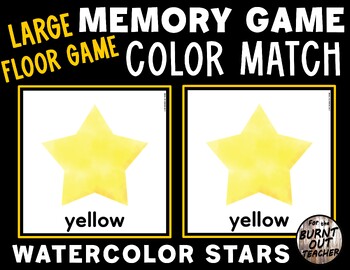 Preview of LARGE MEMORY MATCH FLOOR GAME COLOR MATCHING COLORS WATERCOLOR STARS STAR SHAPE