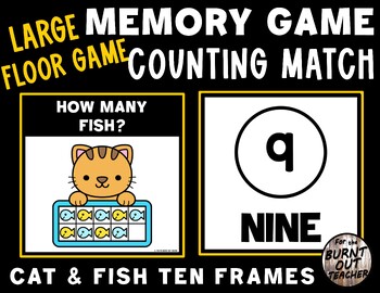 Preview of LARGE MEMORY MATCH FLOOR GAME COUNT MATCHING COUNTING 1- 10 Cat Fish Pets Pet