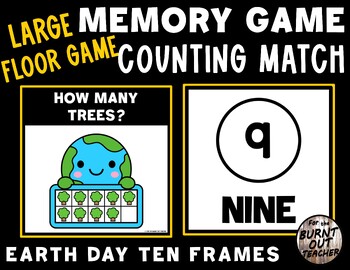 Preview of LARGE MEMORY MATCH FLOOR GAME COUNT MATCHING COUNTING 1- 10 EARTH DAY TREES