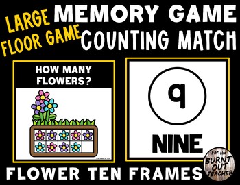 Preview of LARGE MEMORY MATCH FLOOR GAME COUNT MATCHING COUNTING 1- 10 FLOWERS SPRING MAY