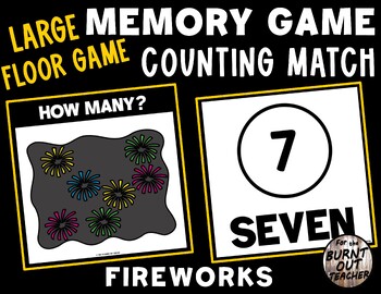 Preview of LARGE MEMORY MATCH FLOOR GAME COUNT MATCHING COUNTING FIREWORKS NEW YEARS JULY