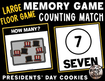 Preview of LARGE MEMORY MATCH FLOOR GAME COUNT MATCHING COUNTING PRESIDENTS' DAY COOKIES