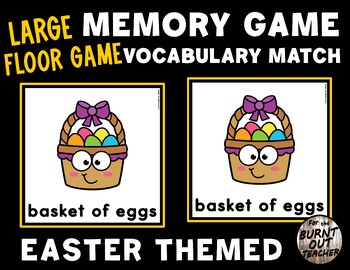 Preview of LARGE MEMORY MATCH FLOOR GAME MATCHING VOCABULARY WORDS EASTER BUNNY CHICK EGGS