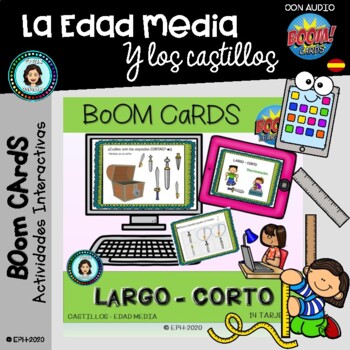 Preview of LARGO-CORTO en castillo - Boom Cards Distance Learning