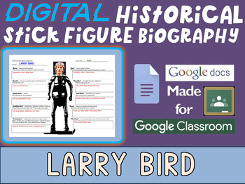Preview of LARRY BIRD Digital Historical Stick Figure Biography (MINI BIOS)