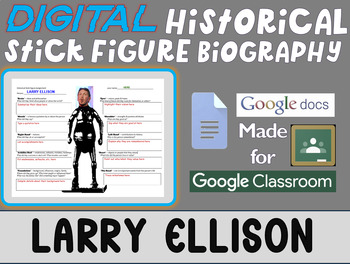Preview of LARRY ELLISON Digital Historical Stick Figure Biography (MINI BIOS)