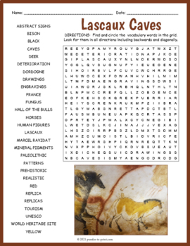 Preview of LASCAUX CAVES Word Search Puzzle Worksheet Activity
