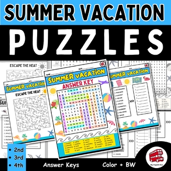 Preview of LAST WEEK OF SCHOOL Summer Packet| Word Search| Unscramble|Maze