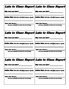 Preview of LATE TO CLASS REPORT . . . FREE