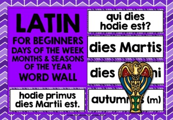 Preview of LATIN DAYS, MONTHS, SEASONS WORD WALL