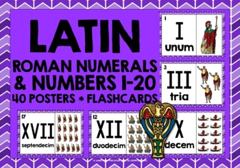 Preview of LATIN NUMBERS ROMAN NUMERALS 1-20 POSTERS